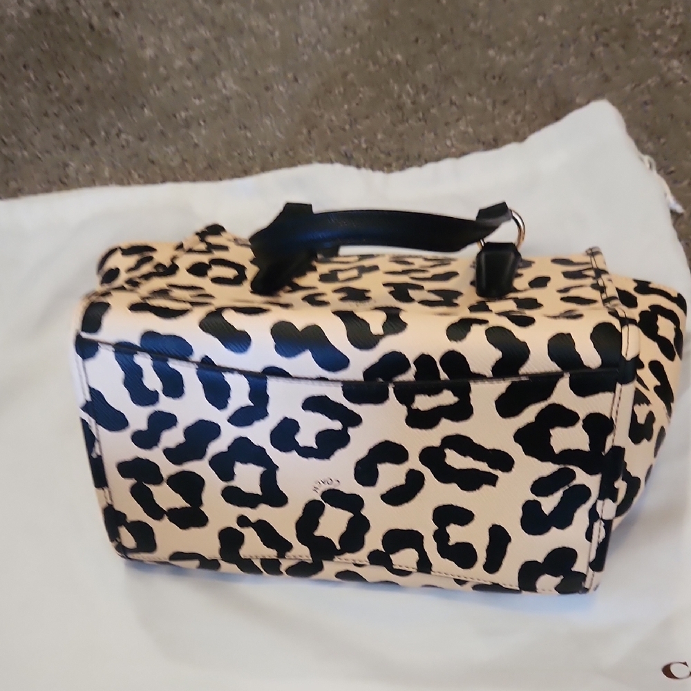 Coach Black and Cream Animal Print Tote - Picture 5 of 10